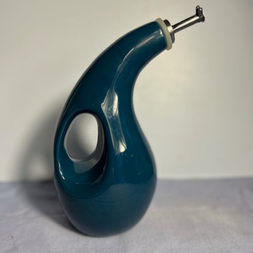 Rachael Ray Glazed Green Ceramic EVOO Olive Oil Bottle Dispenser with Spout